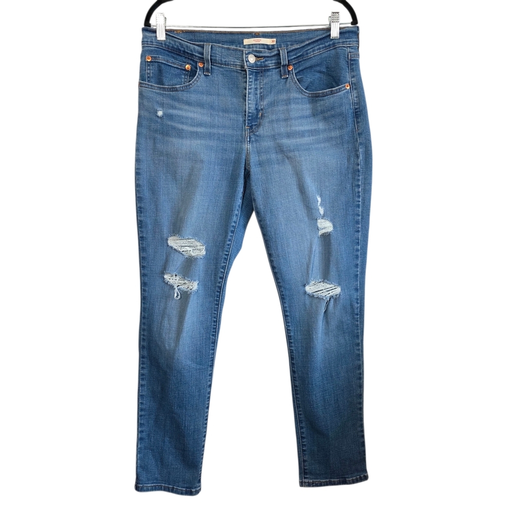 Levi’s 501 Boyfriend Copain Jeans Size 30 Distressed Medium Wash Straight Leg